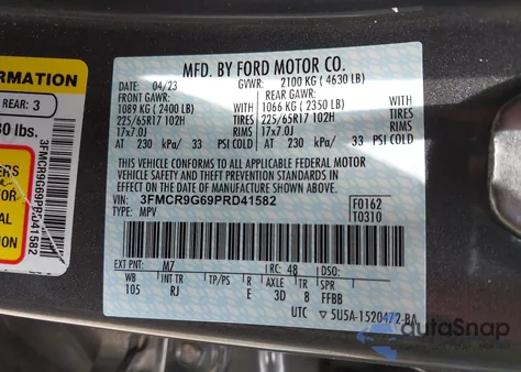 2023 Ford Bronco Sport Heritage из США, поврежденный, VIN 3FMCR9G69PRD41582